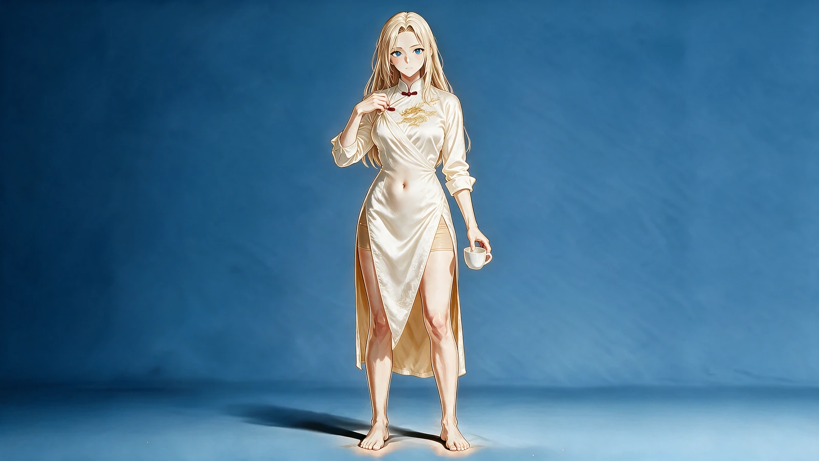 AI face swap comparison with a clothed standing look and walking motion. Character image.
